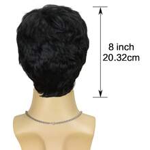 Men's Full Head Wig, Synthetic Fiber, Machine Made, Short Curly Hair, Business Style, For European And American Men - Black - View 4