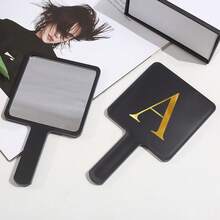 Square Handheld Makeup Mirror With Handle Portable Cosmetic Hand Mirror Clear Glass Mirror Hand‑Held Vanity Mirror For Makeup - Black - View 23