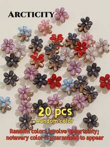 Arcticity 12pcs Mixed Color Alloy Crystal Flower Hair Clips Set, Delicate Small Flower Hair Pins, Suitable For Women - Multicolor - View 11