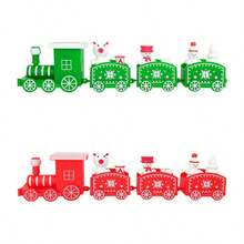 1PC Christmas Wooden Painted Mini Train, Holiday Scene Desktop Decoration, Christmas Window Display Gift, Christmas Gift. - Christmas Train Ornament - View 12