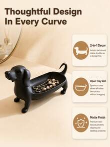 1pc Minimalist Dachshund Multi-Functional Jewelry Storage Tray, Vanity Ring & Watch Holder, Entryway Key Rack, Desktop Decorative Tray, Pet Themed Housewarming Christmas Mother's Day Birthday Gift - Multicolor - View 4