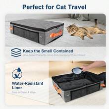1pc Foldable Waterproof Fabric Cat Litter Box Portable Travel Cat Litter Carrier Bag For Outdoor Trips - Multicolor - View 5