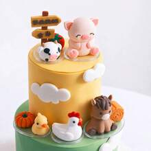 7件套農場動物蛋糕裝飾，包含牛、雞、馬、豬、羊及農場生日裝飾。讓賓客沉浸在難忘的體驗中，農場動物生日裝飾、牛蛋糕裝飾、派對生日派對裝飾，這些迷人的設計旨在帶來歡樂並營造統一的穀倉場景，吸引派對上所有朋友的注意。 - 多色 - 查看 6