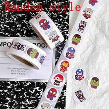 1set/500pcs Cute Chibi Superhero Roll Stickers, Round Cartoon Decals. Great For Decorating Water Bottles, Laptops, Notebooks. Perfect For Kids Rewards, Journal , Easy To Peel.(Stochastic Style) - Multicolor - View 7