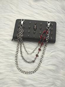 Xích quần 3 lớp phong cách Gothic Y2K, xích đeo eo mặt thánh giá đính đá đỏ, thép không gỉ & nhôm, xích ví quần jean hip hop unisex - Nhiều màu - Xem 9