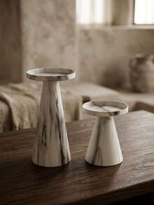 Marble Look Candle Holder, Pillar Candle Stand, Table Centerpiece Decor, Shelf Aesthetic Decor, Farmhouse Candle Holders, Wedding Table Decor, Housewarming Decor Gift,Wedding Home Decor,Christmas Table Centerpiece Decor,Dinner Party Decor. - Minimalist and Stylish - View 12