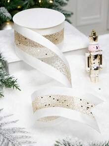 Ruy băng satin kim loại đính kim sa vàng viền trắng, phù hợp trang trí cây thông Noel, gói quà, làm nơ đám cưới và vòng hoa, ruy băng satin thủ công polyester kim sa vàng bóng bền, phù hợp cho đồ thủ công DIY, trang trí nhà cửa, phụ kiện tiệc Giáng Sinh - nhiều màu - Xem 7