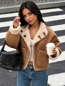 DEEKA Autumn/Winter New Women's Fashion Reversible Jacket, Versatile European And American Style Spring - Apricot - View 1