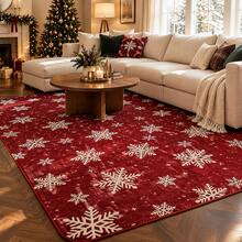 Snowflake Christmas Decor Rug, Machine Washable Non-Slip Indoor Rug, Suitable For Kitchen Bathroom Living Room Bedroom - Multi-color B - View 1