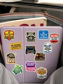 50Pcs PP Office Worker Survival Guide Stickers, Funny Workplace Sarcasm Style, Including Office Computers, Workplace English Slogans Elements, For Journal Collage, Water Bottle, Luggage, Skateboard, Tablet, Notebook, Storage Box, DIY Craft Decor - Multicolor - View 7