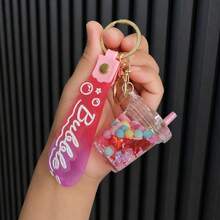 1pc Holiday Creative Milk Tea Cup Keychain Gift Bag Accessory Small Pendant Decoration, Suitable For Car Keys, Backpack Decoration, Couple Gifts - Multicolor - View 7