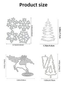 Set Of 4 Christmas Metal Cutting Dies Decorative Embossing Die-Cut For Christmas Trees Snowflake Elk Photo Album Card Making, DIY Handmade Scrapbook Crafts Stencil Supplies - As Shown In the Picture - View 10
