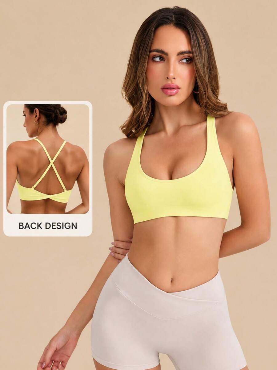 Women's Solid Color Casual Daily Travel Sports T-Shirt - Yellow - View 1