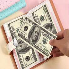 Diamond Rhinestone Pattern PU Leather Money Saving Book, With 3-Digit Combination Lock, With Transparent PVC Pocket Cash Storage Organizer, Portable Cash Bill Saving Challenge Book - Multicolor - View 7