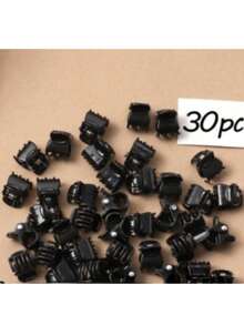 30pcs Girls Cute Flower Hair Clips Morandi Color Small Clips Butterfly Edge Clips Black Bangs Clips, Random Color. No Bag - Black - View 3