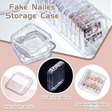 Nail Art Wearable Nail Storage Box With Lid, Dust-Proof, Stackable, Transparent Storage Box For Nail Tips, Large Capacity, Elegant Display Box, Desktop Storage Box - Clear - View 6