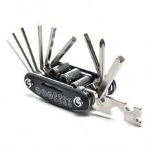 16 In 1 Portable Foldable High Carbon Steel Bicycle Multi Repair Tool, Outdoor Cycling Style Black Compact Shape Hex Wrench Screwdriver Socket Hand Tool For Mountain Road Bike Motorcycle Emergency Maintenance - 1 - View 14
