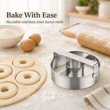 1 buah/2 buah Pemotong Donat, Cetakan Donat Stainless Steel Tugas Berat, Cocok untuk Membuat Donat, Membuat Kue Kering, Memotong Roti, Memanggang di Rumah, Memanggang DIY, Cetakan Kue Kering Multifungsi, Cetakan Kue Kering Tahan Lama untuk Memanggang dan Menghias - Anti Karat - Mudah Dibersihkan - View 5