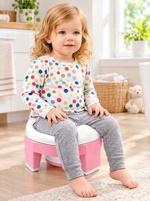 TWO DADS 1pc 3-In-1 Multifunctional Travel Potty, Portable Foldable Children's Toilet Training Potty For Boys And Girls - Pink - View 3