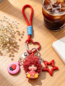 Cartoon Fuzzy Pacifier Doll Keychain Pendant, 3D Figure Design Eye-Catching And Unique, Delicate Texture And Durable Paint, Compact And Lightweight, Suitable As Car Key Charm, Backpack/School Bag Pendant, Handbag Decoration, Daily Outfit Accent, Perfect For Girls, Couples, Best Friends, Holiday Gifts, Promotional Giveaways, Cute Accessory Keyring - Multicolor - View 7