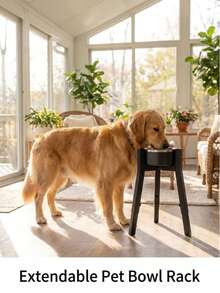 Adjustable Dog Bowl Stand For Medium To Large And Extra Large Dogs, 3-Level Height Adjustable, Width 17.8-27.1cm, Height 25-30-34cm, Elevated Dog Bowl And Water Dispenser Stand (Bowl Not Included) - One Size - View 2