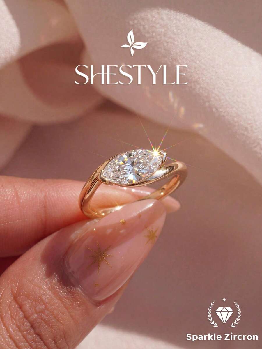 1pc 1ct Cubic Zirconia Ring, Women's Party/Anniversary Gift: Elegant Jewelry