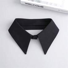 1pc Solid Color Casual Polyester Fake Collar, Autumn/Winter - Black Separate Collar - View 4