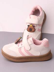 2026 New Girls' Kids' Sports Shoes, Thick-Soled Running Loafers For Big Kids, All-Season Comfortable Fashion Hook-And-Loop Capybara Design - Pink - View 7