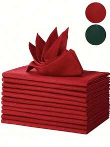 1/2/6pcs Christmas Red & Green Fabric Napkins, Foldable Christmas Tree Shaped Napkins, Holiday Party Table Decor Napkins - Multicolor - View 4