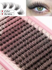 Best-Selling False Eyelashes: 384 Clusters D-Shape Natural Style False Eyelashes, DIY Cluster Design, Lightweight And Soft, Suitable For Various Makeup Looks; Cartoon Style Mixed Length Single Cluster False Eyelashes, Natural Makeup Effect Like Real Eyelashes, Exquisite Craftsmanship - Pink - View 6