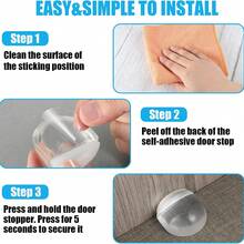 4pcs Transparent Anti-Collision Stickers, Self-Adhesive Door Bumpers - Door Stop - View 9