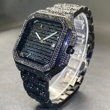 Men's Fashion Square Diamond-Encrusted Watch, Square Hip-Hop Diamond-Encrusted Bracelet Watch - Mouldless - View 4