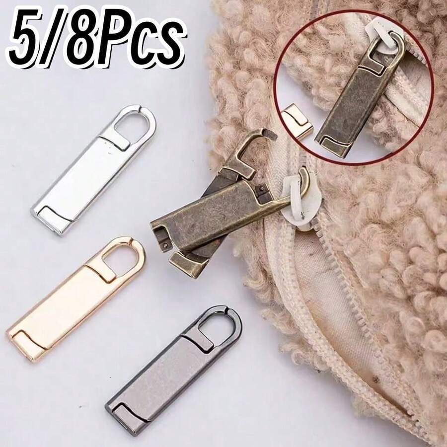 5/8Pcs Rotating Zipper Pull Replacement - Premium Zinc Alloy Zipper Sliders For Luggage, Jackets, Backpacks, Boots, Wallets And Coats - Easy To Install, No Tools Required, Reusable