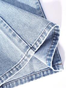 Quần jean denim thời trang cho bé gái, quần ống đứng dáng rộng phong cách thường ngày mới cho mùa xuân/thu - Màu xanh lam - Xem 6