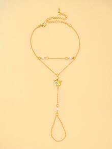 1pc Women's Pentagram Pearl Hand Chain, Adjustable Finger-Linked Hand Jewelry, Suitable For Women's Gift And Daily Wear - Five-pointed Star - View 10