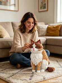 2308PCS Micro Particle Building Blocks, Dual Pose Cute Building Block Cat - Bagged - View 3