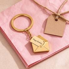 1pc Stainless Steel Envelope Shaped Keychain, Customizable Text, Hidden Message Design, Metal Texture Key Pendant. Couple, Family, Friends Commemorative Gift, Suitable For Birthday, Valentine's Day, Christmas, 3 Colors Available, Matches Bags And Keys, Simple Versatile Personalized Accessory - Multicolor - View 7
