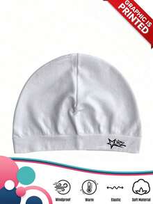 1pc Unisex Y2K Style Printed Star Elastic Beanie Hat, Brimless Knit Cap, Suitable For Autumn/Winter Outdoor, Casual Versatile Winter Cold Weather Hat For Daily Commute - Print - View 8
