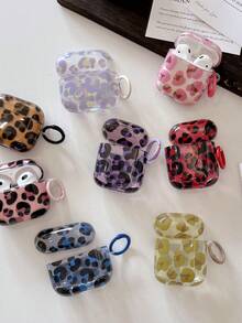 半透明甜酷豹紋耳機保護殼，適用 Pods 5 Pro 3、新 Pods Pro 2、第 4 代 Apple 3 無線藍牙耳機殼，第 2/3 代，極簡 1/2 女款藝術風 - 橘色 - 查看 4