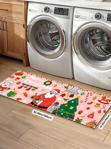 1/2pcs Christmas Kitchen Decor Rug, Santa Claus Pattern Winter Kitchen Rug And Mat, Non-Slip Washable Absorbent Kitchen Accessory Decor Mat, Christmas Holiday Gift! - Multicolor - View 16