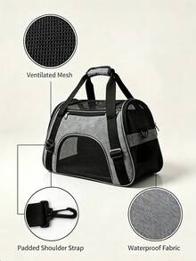 1 buah Tas Pembawa Hewan Peliharaan Lipat, Penyimpanan Hemat Ruang, Tas Jinjing Perjalanan Hewan Peliharaan Kecil - Grey - View 5