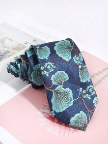1PC Fashionable Versatile Men's Exquisite Ginkgo Leaf Pattern Tie Suitable For Daily Wear, Shopping, Business, Banquet, Party, Date Matching - Multicolor - View 4