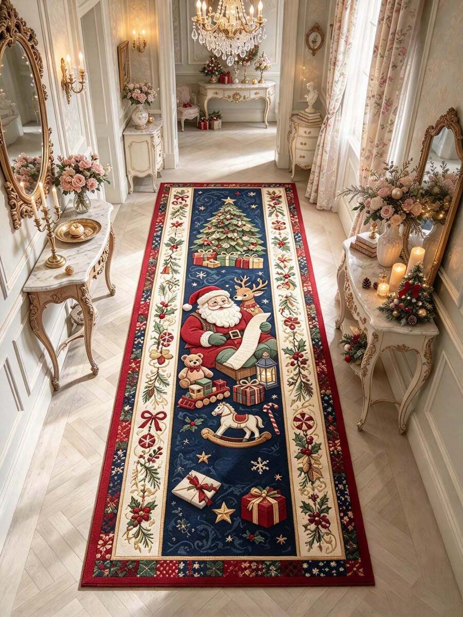 1pc Santa Claus Reading Letter Hallway Runner Rug, Area Rug, Home Decor, Living Room Area Rug, Living Room Home Decor, Room Decor, Washable Rug, Christmas Gift - Multicolor - View 1