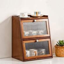LIVINGANDHOME 1/2 Tiers Bamboo Bread Storage Cabinet,Bread Storage Box,Bread Storage Container For Kitchen Countertop - Brown - View 1
