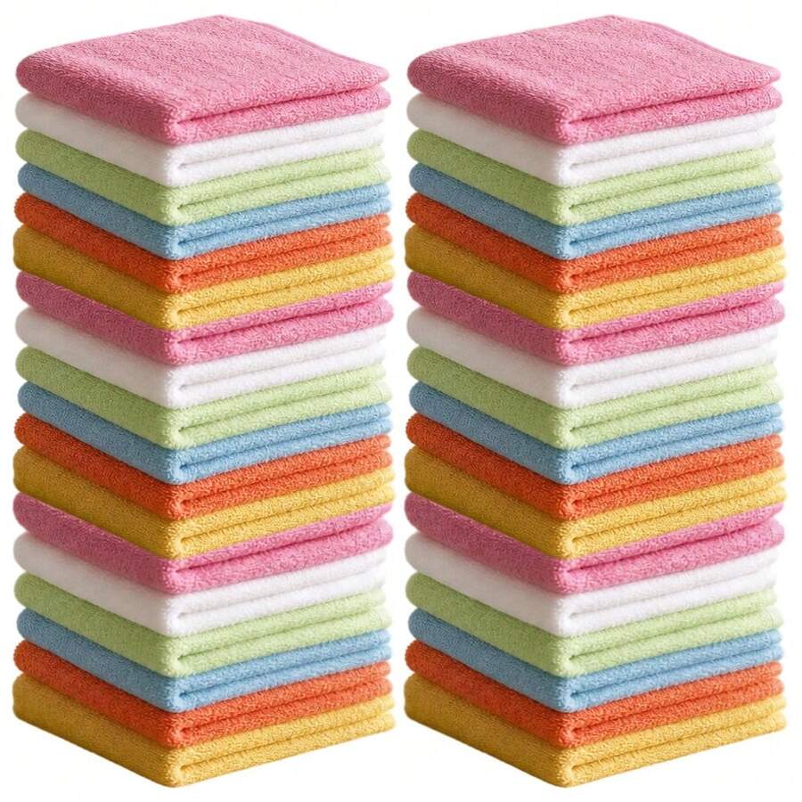 Face Towels 6/18/36pcs, Super Soft Skin-Friendly Facial Towels, Suitable For Sensitive Skin, 10x10 Inch Large And Small Facial Cleansing Cloths, Reusable Washable Makeup Remover Cloths, Easy To Rinse Multi-Color Facial Cleansing Towels - Multicolor - View 1