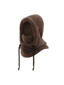 1pc Kids Plush Balaclava Hat, Adjustable Drawstring, Multiple Soft Colors Available, Winter Outdoor Warmth, Suitable For Skiing, School And Snow Play - Multicolor - View 13