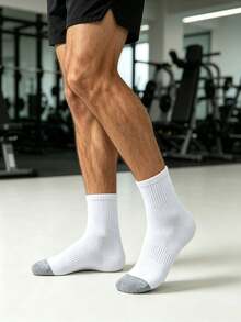 1/7/14/20 Pairs Grey Sole Short Mid-Calf Socks, All-Season Men's Outdoor Sports Mid-Calf Socks - Multicolor - View 3
