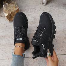 Women's Outdoor Fashion Breathable Lightweight Colorblock Thick Sole Anti-Slip Shock-Absorbing Sports Shoes - Black - View 4