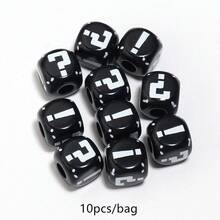 10pcs/Pack 12mm Exclamation Mark & Question Mark Printed Colorful Large Hole Square Beads, Acrylic Focal Beads For DIY Phone Chain, Hair Accessories, Keychain, Bag Charm - Printed Large Square Beads - View 8