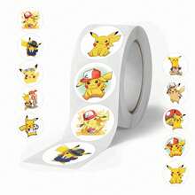 1set/500pcs Cute Roll Stickers, Round Cartoon Designs. Self-Adhesive, Easy Peel. Great For Kids Rewards, Journal DIY, Decorate Water Bottles & Notebooks.(Stochastic Style) - Multicolor - View 2